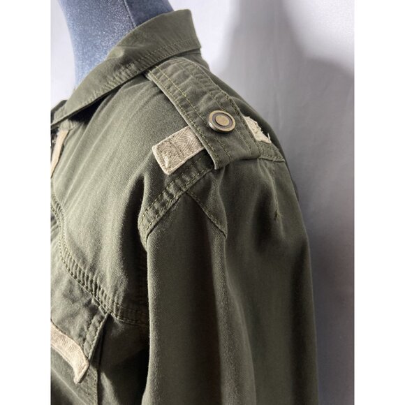 CAbi Women's Sz Small Olive Green Military Anorak Jacket Pockets Lightweight Fal - Picture 8 of 15